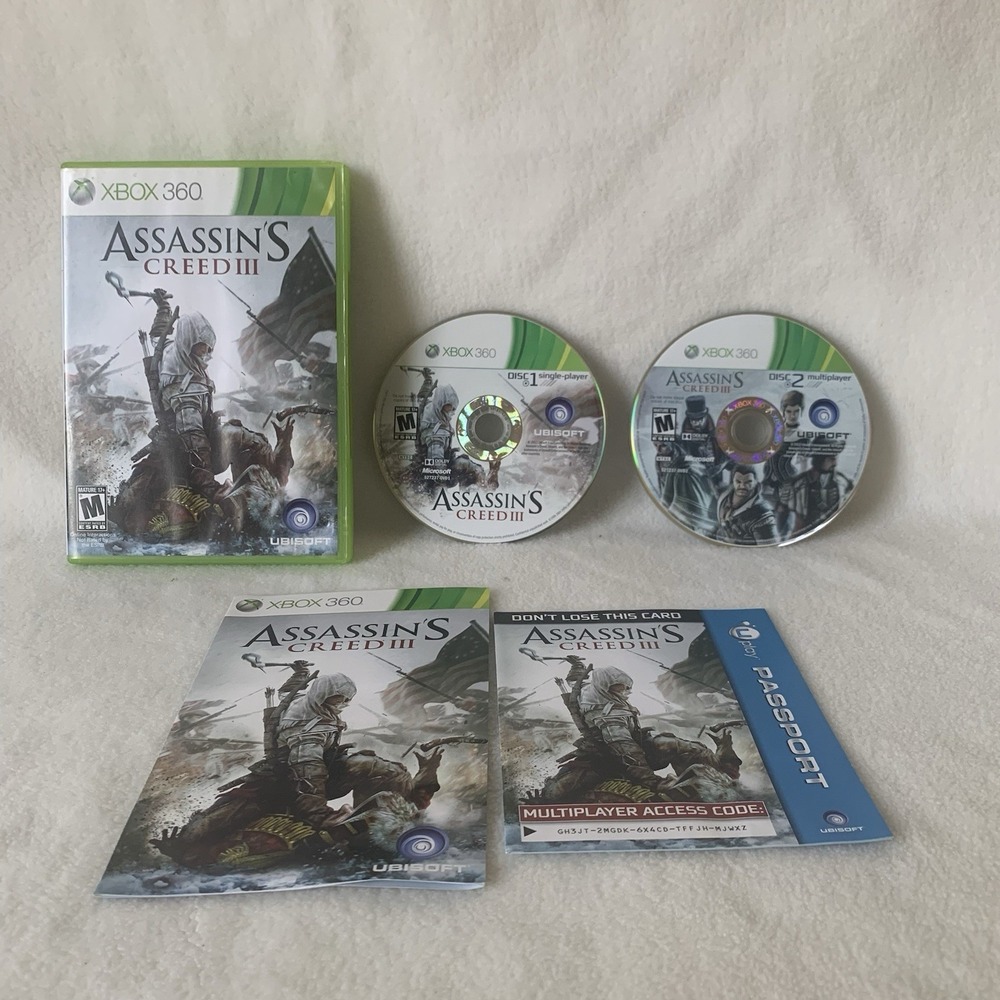 Assassin's Creed 3 Microsoft Xbox 360, 2012, Complete in Box, Tested Working